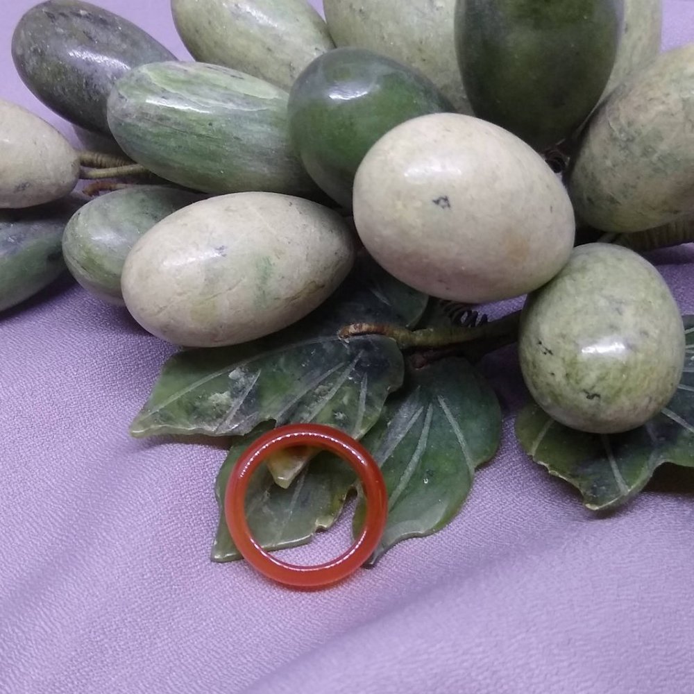 Natural Carnelian, Genuine Semi-Precious Gemstone Band Ring Size 5 3/4